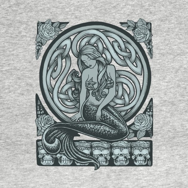 Sailors Grave Classic Art Nouveau Mermaid by Roberto Jaras Lira